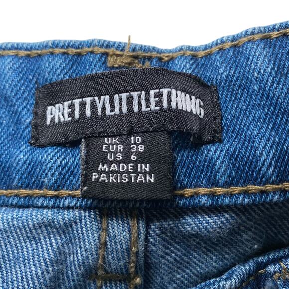 PrettyLittleThing Wide Leg Denim Jeans Blue Women's 6 - Picture 6 of 7